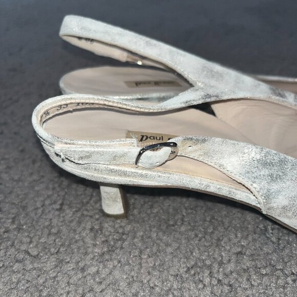 PAUL GREEN RIO SLING BACK PUMP MINERAL ANTIC METALLIC KITTEN HEEL NWOT 7.5 =US10 - Picture 3 of 10